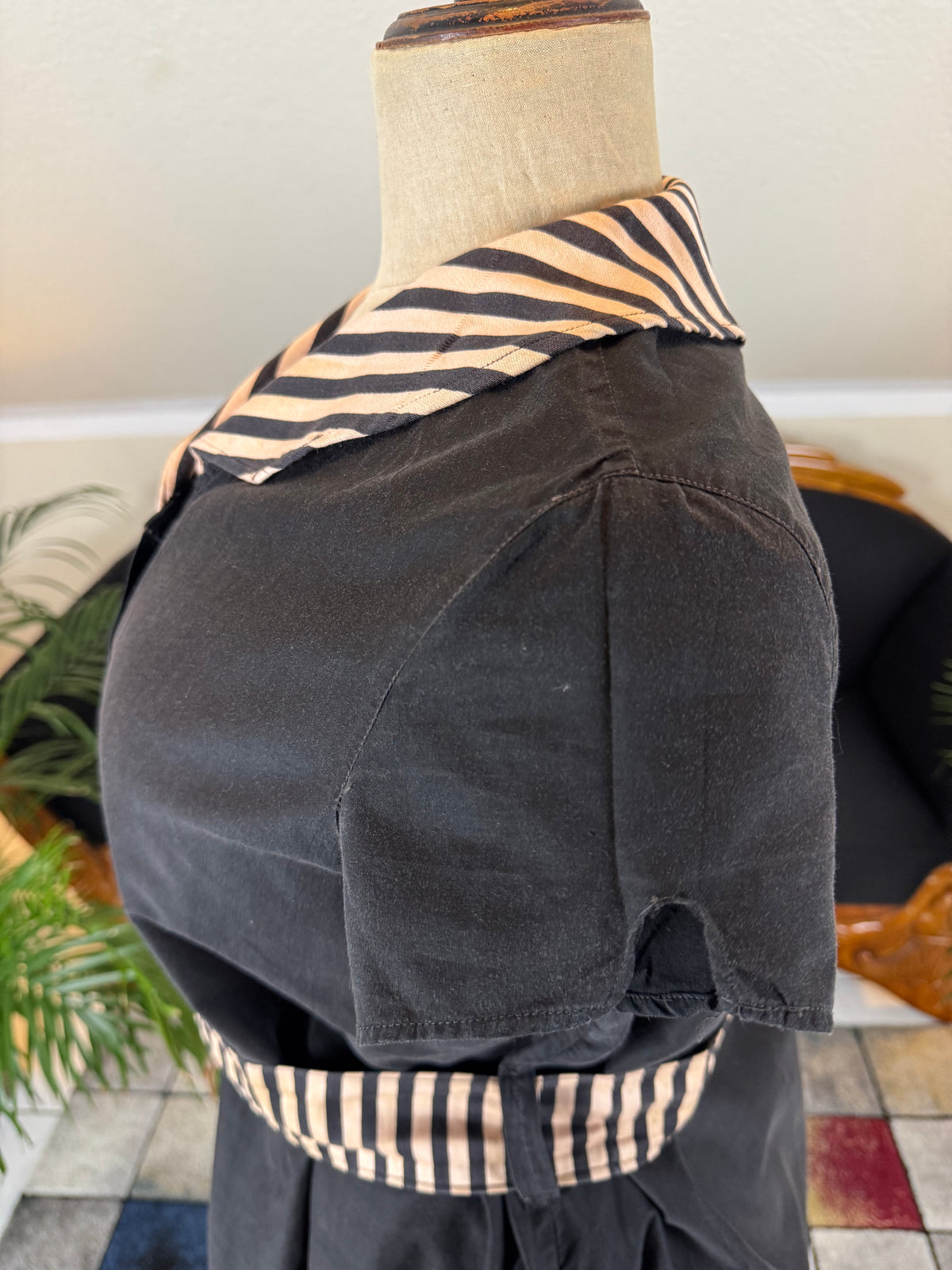 Edwardian Striped Cotton Bathing Suit Set, ca. 1910