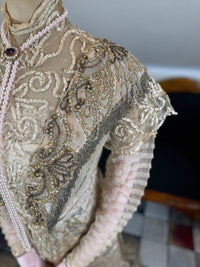 Antique Edwardian Evening Dress ca. 1908 – Painted Silk Panels & Crochet Lace Couture