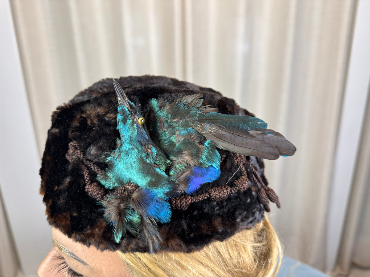 ROYAL Beaver Fur and Bird Hat, from the estate of Princess Clementine d'Orléans, Princess of Saxe-Coburg and Gotha-Koháry, ca. 1860