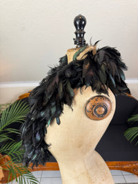Antique Black Rooster Feather Boa, England, ca. 1928 – Rare 1920s Feather Accessory