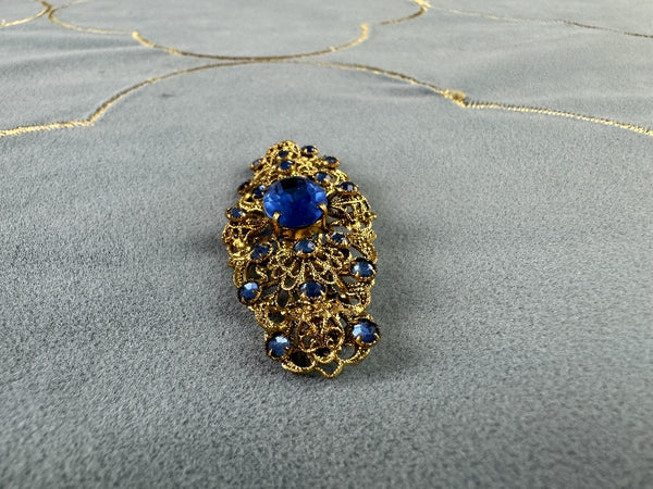 Gablonz Brooch, blue glass, 1920s