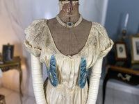 Chantilly & Sky Blue Satin Evening Dress, ca. 1914
