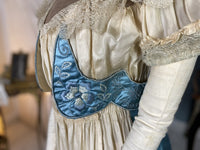 Chantilly & Sky Blue Satin Evening Dress, ca. 1914