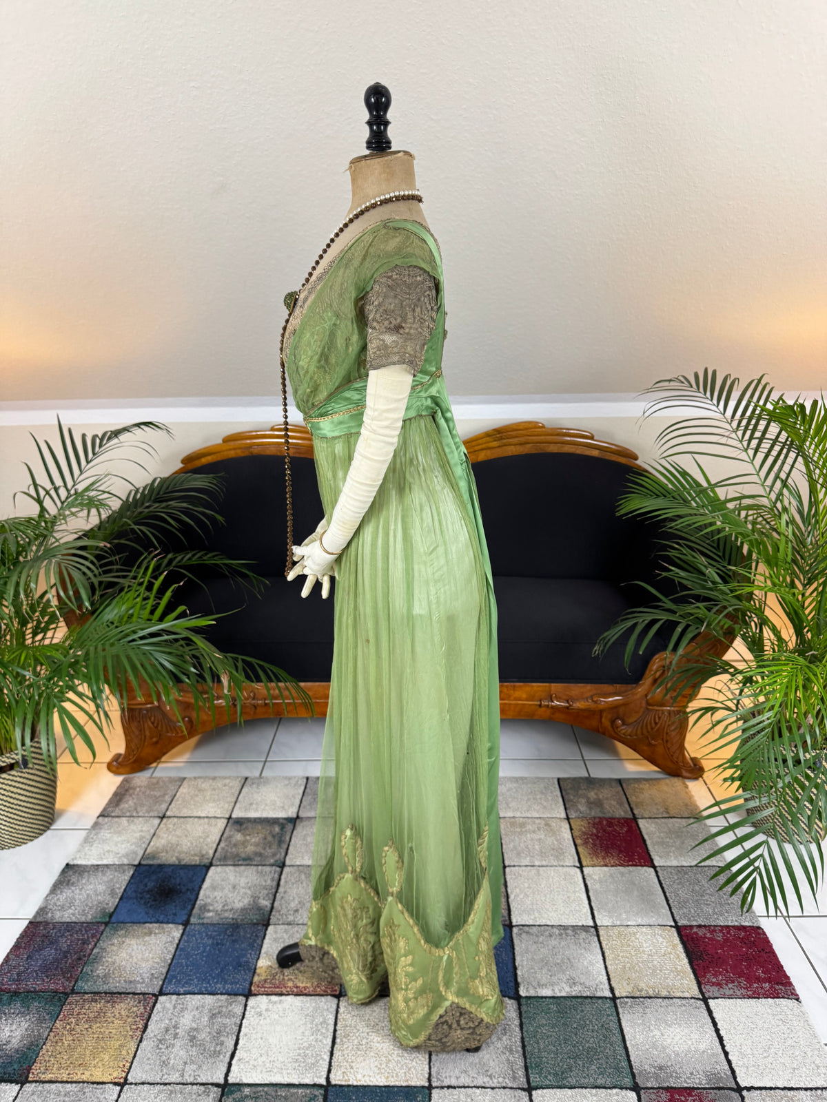 ALBERT FRANCK Jugendstil Abendkleid, Frankfurt am Main, ca. 1911 – Seltenes Hoflieferantenkleid