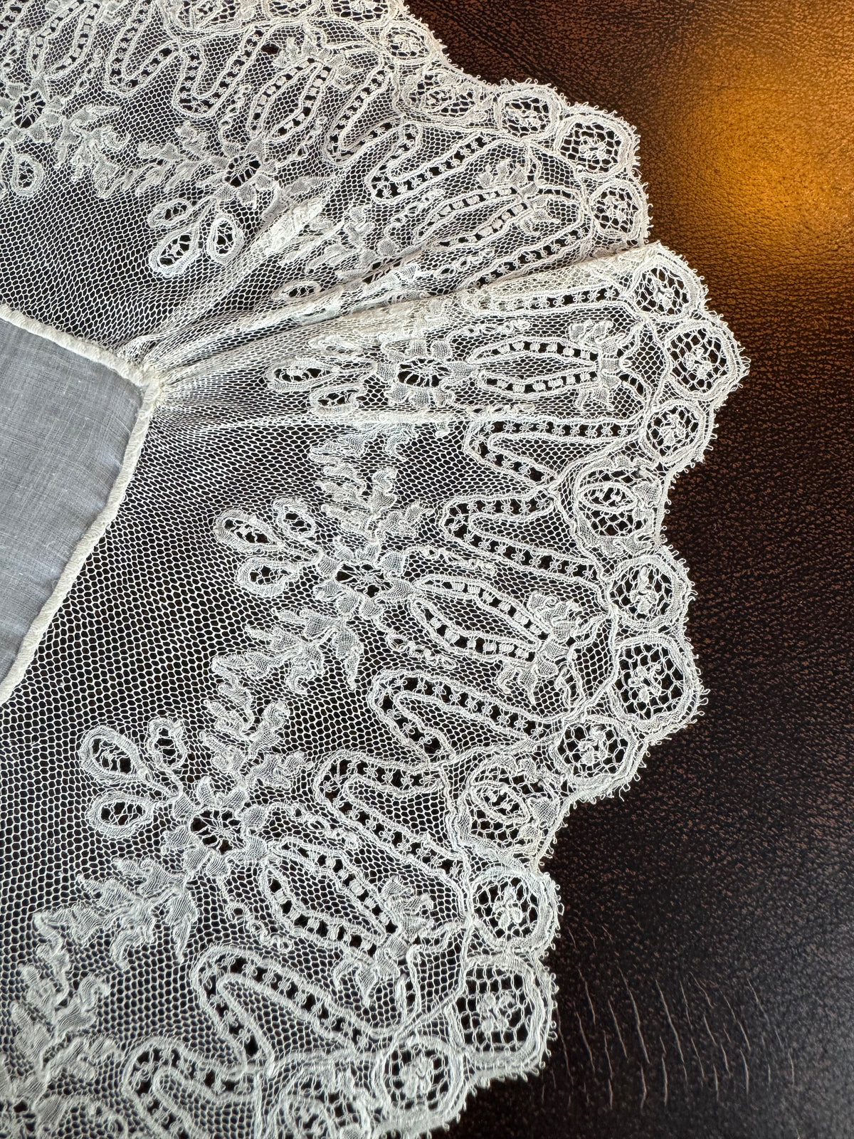 ROYAL Antique Lace Handkerchief, Austria‑Tuscany and Bourbon‑Sicily Coats of Arms, ca. 1861