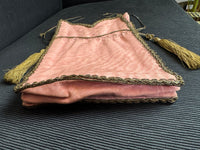 Regency Metalwork Reticule, ca. 1810 – Pink Moiré Grosgrain Bag with Silver & Gold Embroidery