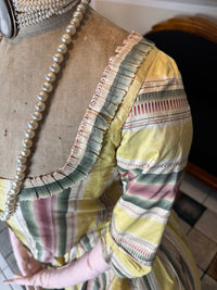 A Yellow, Green and Pink Striped Silk Taffeta Robe à l’Anglaise, ca. 1770