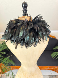 Antique Black Rooster Feather Boa, England, ca. 1928 – Rare 1920s Feather Accessory