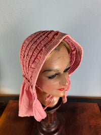 Antique Victorian Pink Quilted Sunbonnet, ca. 1900