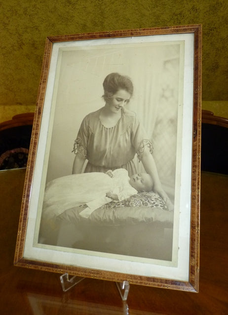 Christening Gown with Original Photo, England, ca. 1923 – Net Tulle & Lace, Silk Slip