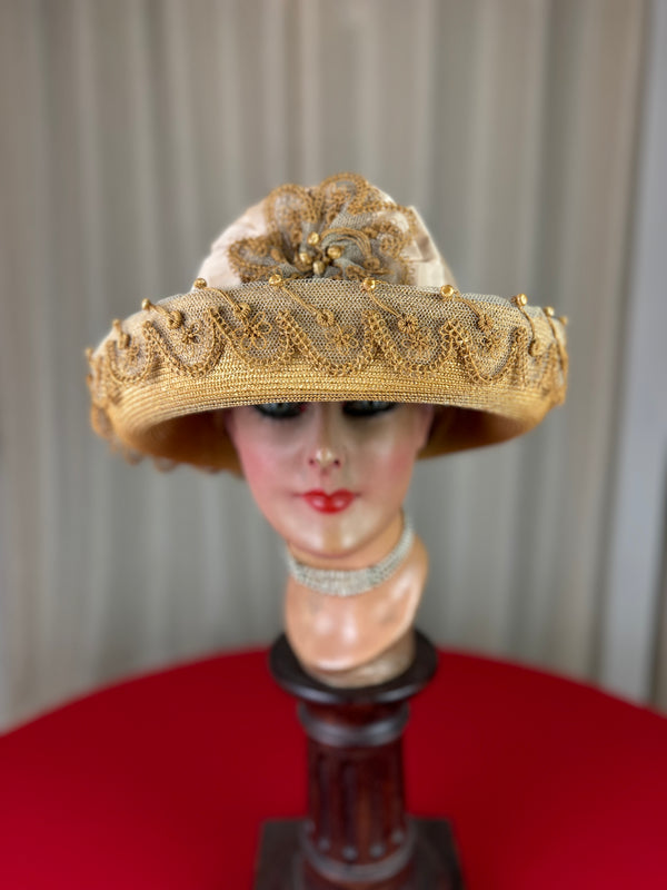 Chapeau de paille Art Nouveau antique BORCHERT, Berlin, ca. 1908