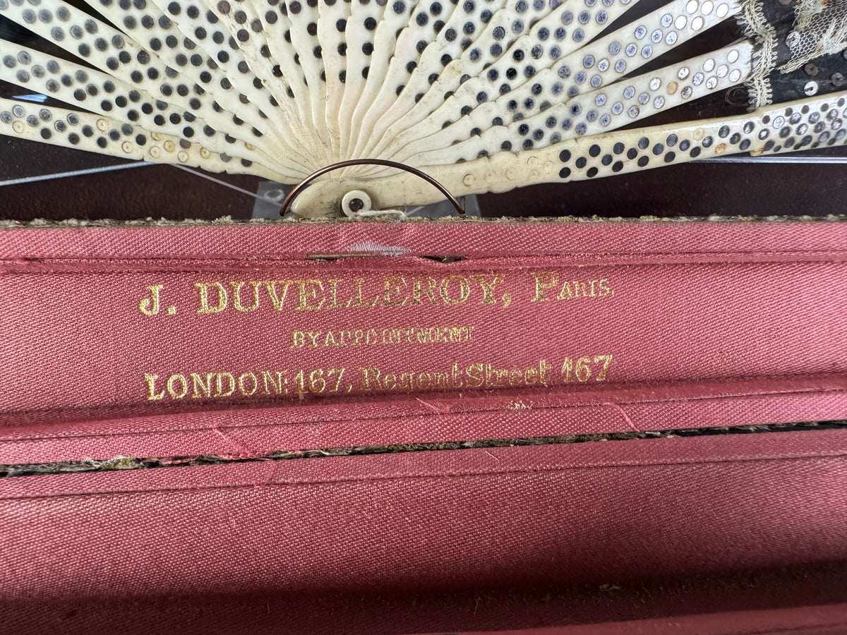Lace Evening Fan ca. 1870 – Antique Fan in Duvelleroy Box