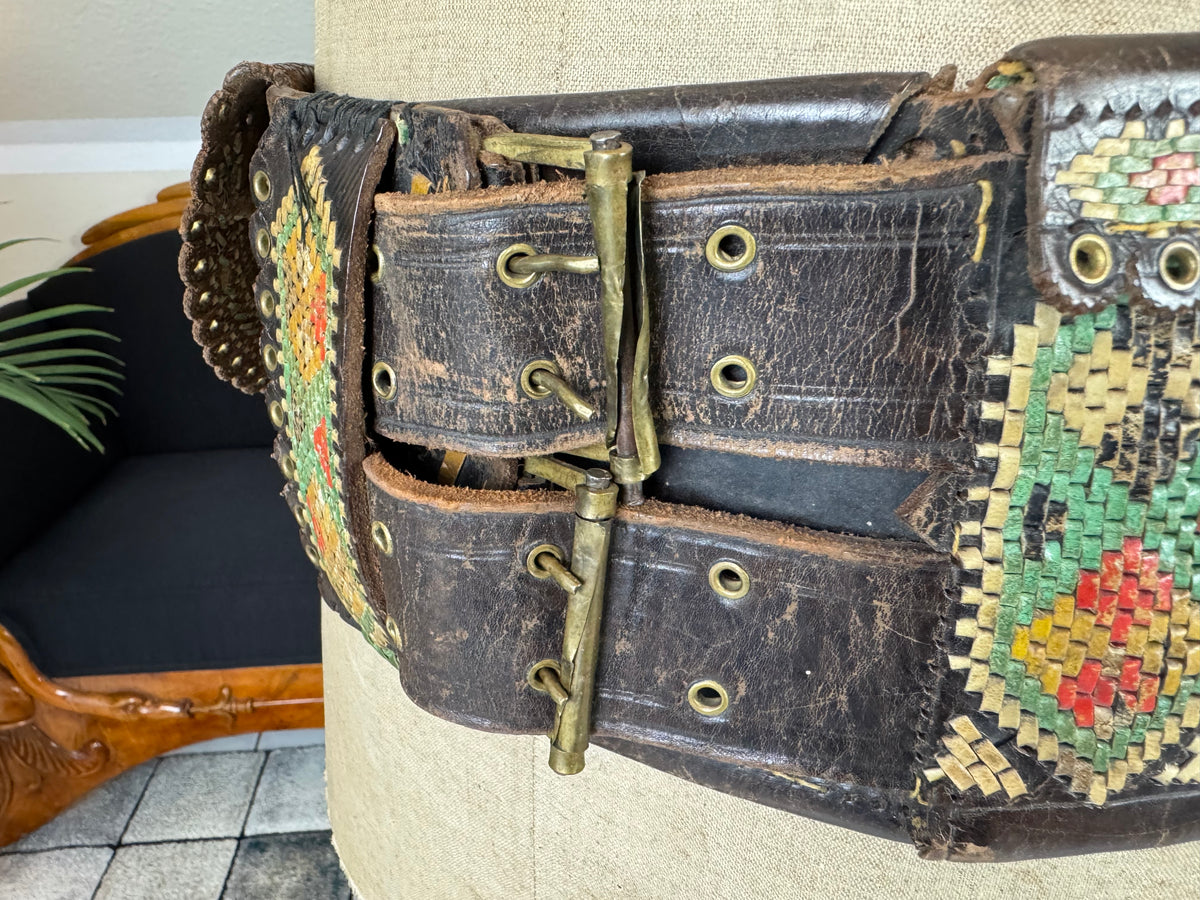 Traditional Leather Satchel with Feather-Quill Embroidery – Transylvania, ca. 1810