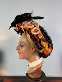 Antique Bird Hat, England, ca. 1904 – Edwardian Feather Trim Millinery