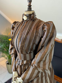 Antique Victorian Striped Day Dress – American Silk Ensemble circa 1891