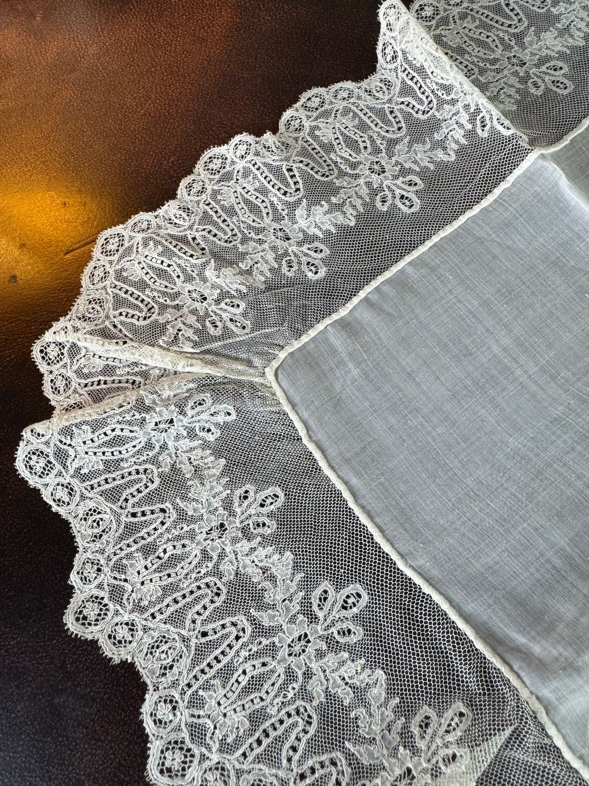 ROYAL Antique Lace Handkerchief, Austria‑Tuscany and Bourbon‑Sicily Coats of Arms, ca. 1861