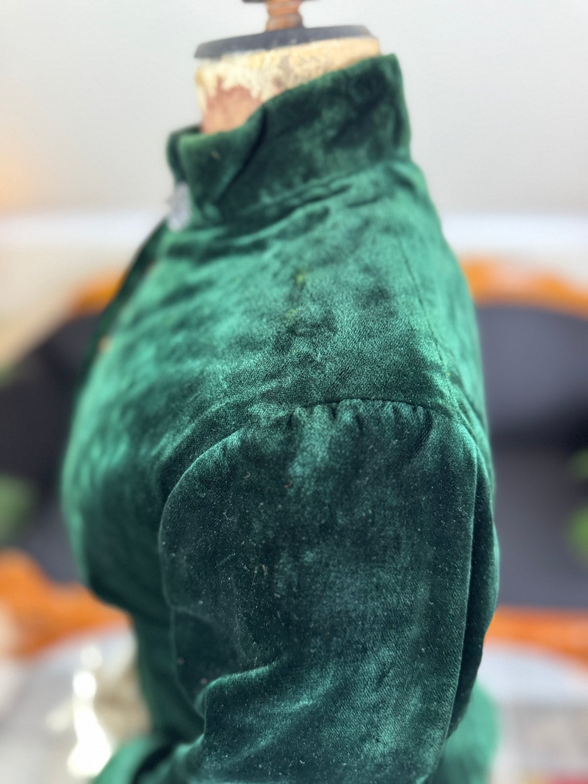 Rare Victorian Riding Jacket, ca. 1878 - Green Velvet, Quilted Silk Lining, Historic Equestrian Fashion