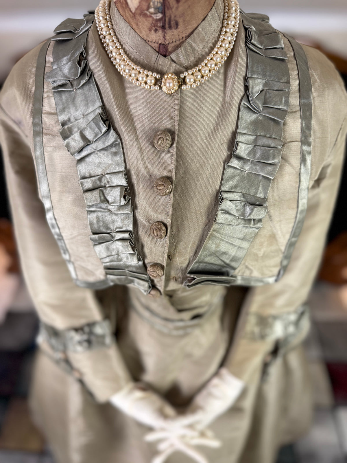 Antique Victorian Silk Gown, England, ca. 1868