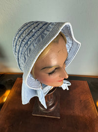 Antique Victorian Light‑Blue Quilted Cotton Sunbonnet, ca. 1900
