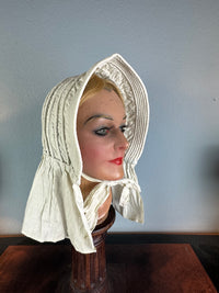 Antique Victorian Light‑Green Quilted Cotton Sunbonnet, ca. 1900