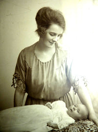 Christening Gown with Original Photo, England, ca. 1923 – Net Tulle & Lace, Silk Slip