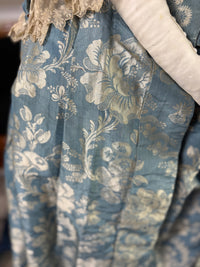 Robe à la Française in blue and cream silk damask – Authentic Eighteenth‑Century Gown, ca. 1770