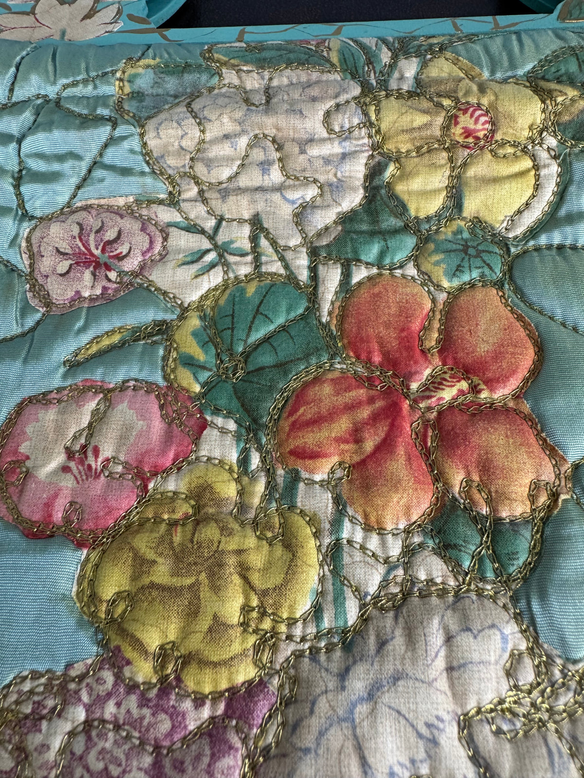 Antique Quilted Beach Bag, France, ca. 1926