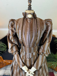 Antique Victorian Striped Day Dress – American Silk Ensemble circa 1891