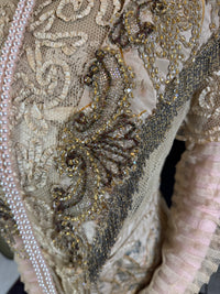 Antique Edwardian Evening Dress ca. 1908 – Painted Silk Panels & Crochet Lace Couture