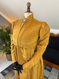 Antique Regency Gown in Gold Moiré Silk, ca. 1815-1820