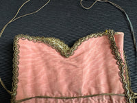 Regency Metalwork Reticule, ca. 1810 – Pink Moiré Grosgrain Bag with Silver & Gold Embroidery