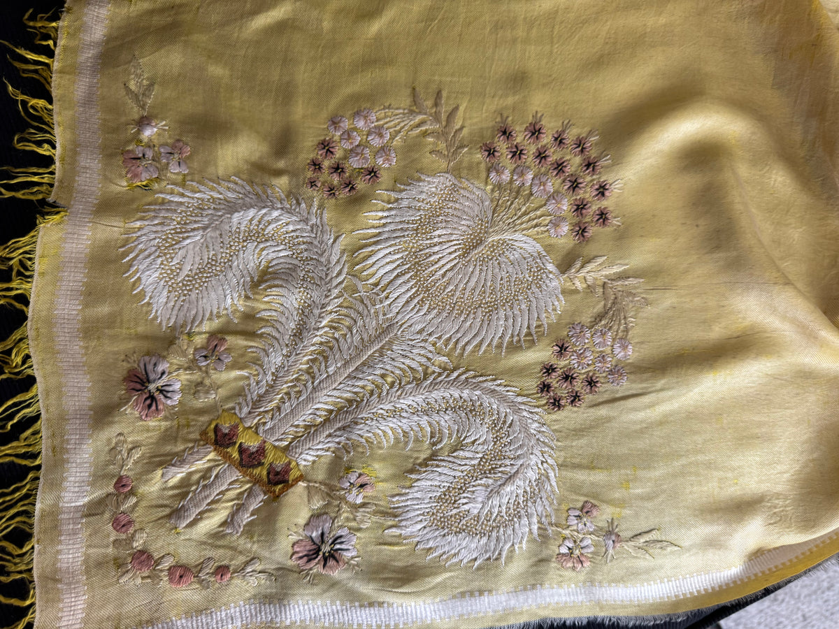 Regency Shawl with Prince of Wales’s Feathers Embroidery, ca. 1805