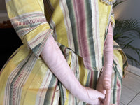 A Yellow, Green and Pink Striped Silk Taffeta Robe à l’Anglaise, ca. 1770