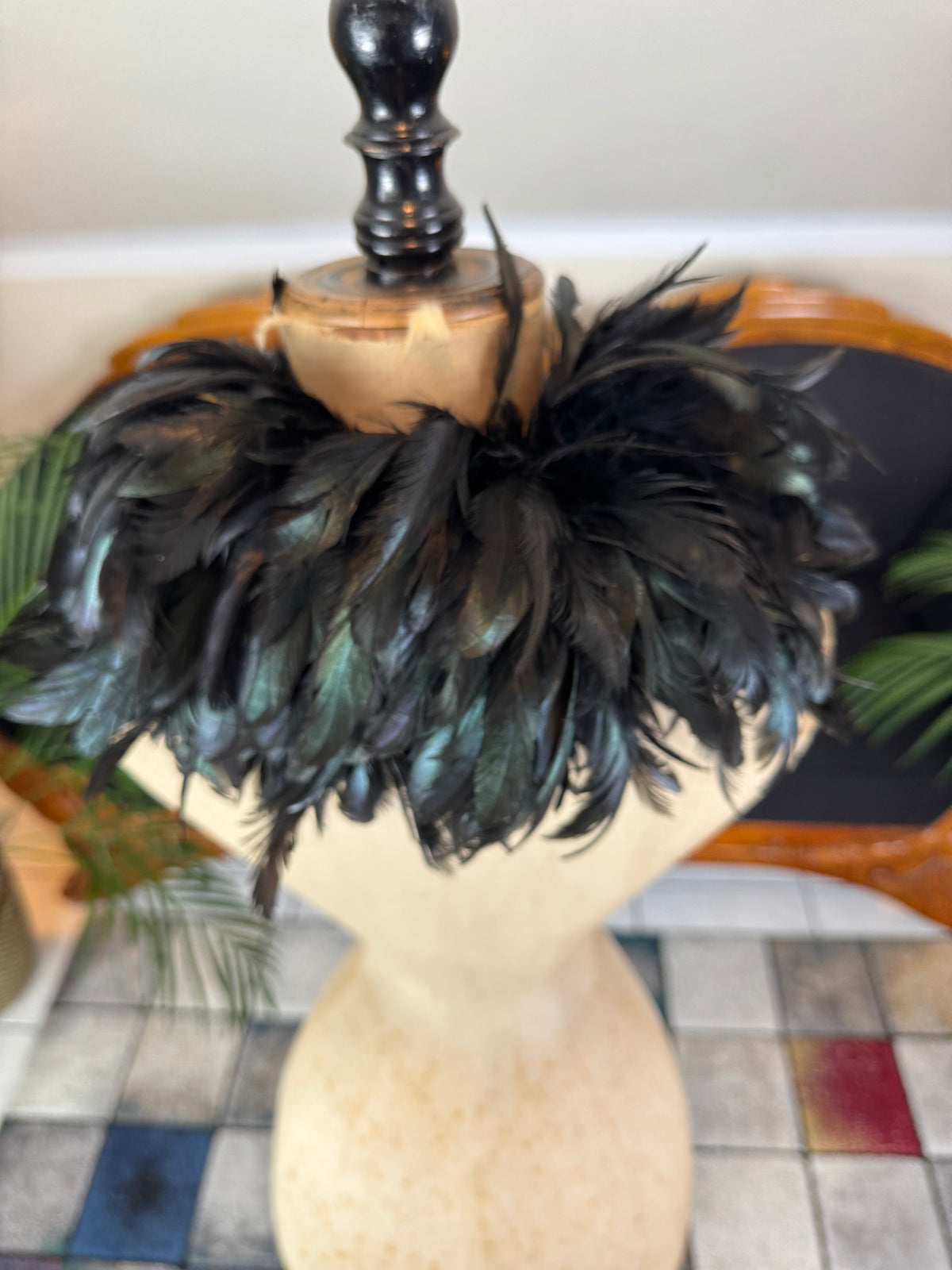 Antique Black Rooster Feather Boa, England, ca. 1928 – Rare 1920s Feather Accessory