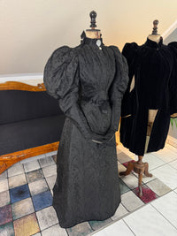Victorian Silk Dress with Velvet Coat, ca. 1895 - Authentic American Antique Fashion