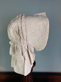 Antique Victorian Printed Cotton Sunbonnet, ca. 1900 – Wide Quilted Brim