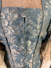 Robe à la Française in blue and cream silk damask – Authentic Eighteenth‑Century Gown, ca. 1770