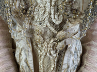 Antique Edwardian Evening Dress ca. 1908 – Painted Silk Panels & Crochet Lace Couture
