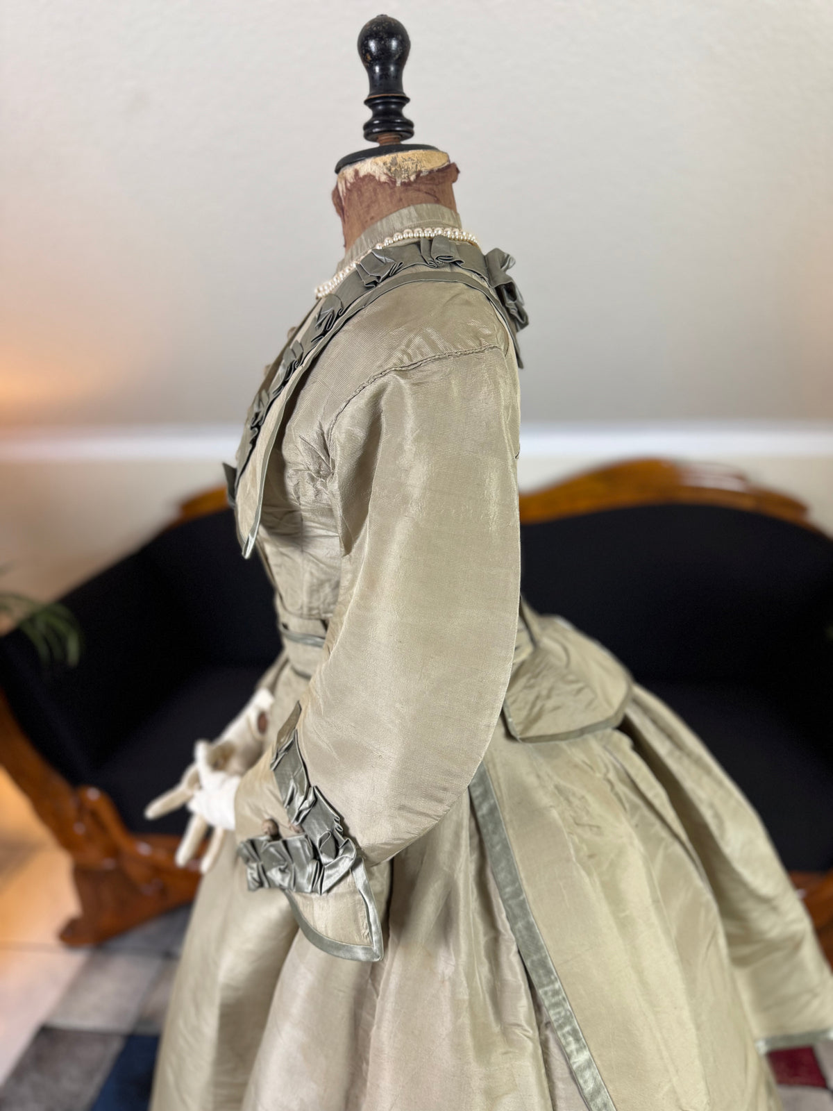 Antique Victorian Silk Gown, England, ca. 1868