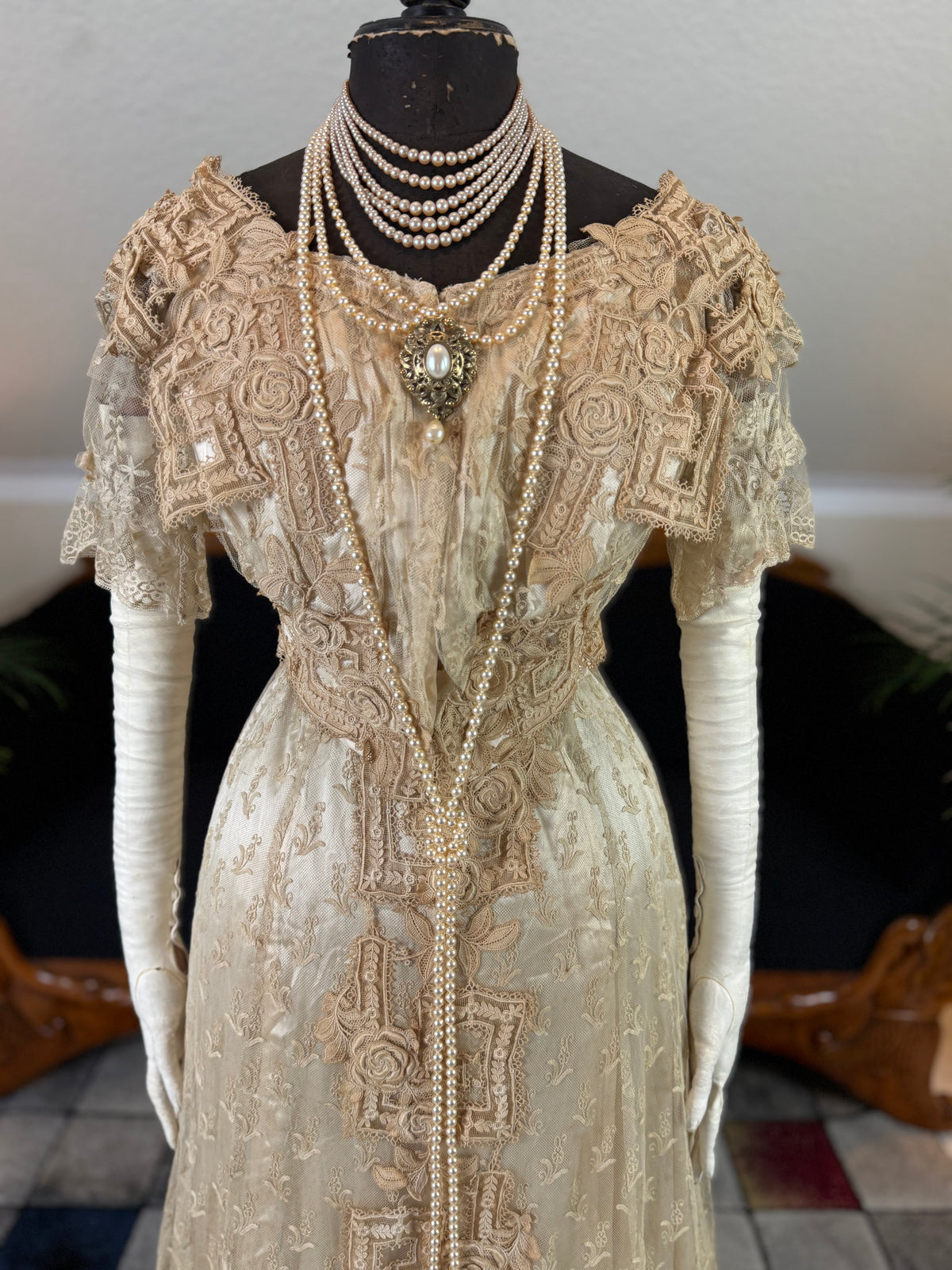 Antique Edwardian Evening Dress, ca. 1906