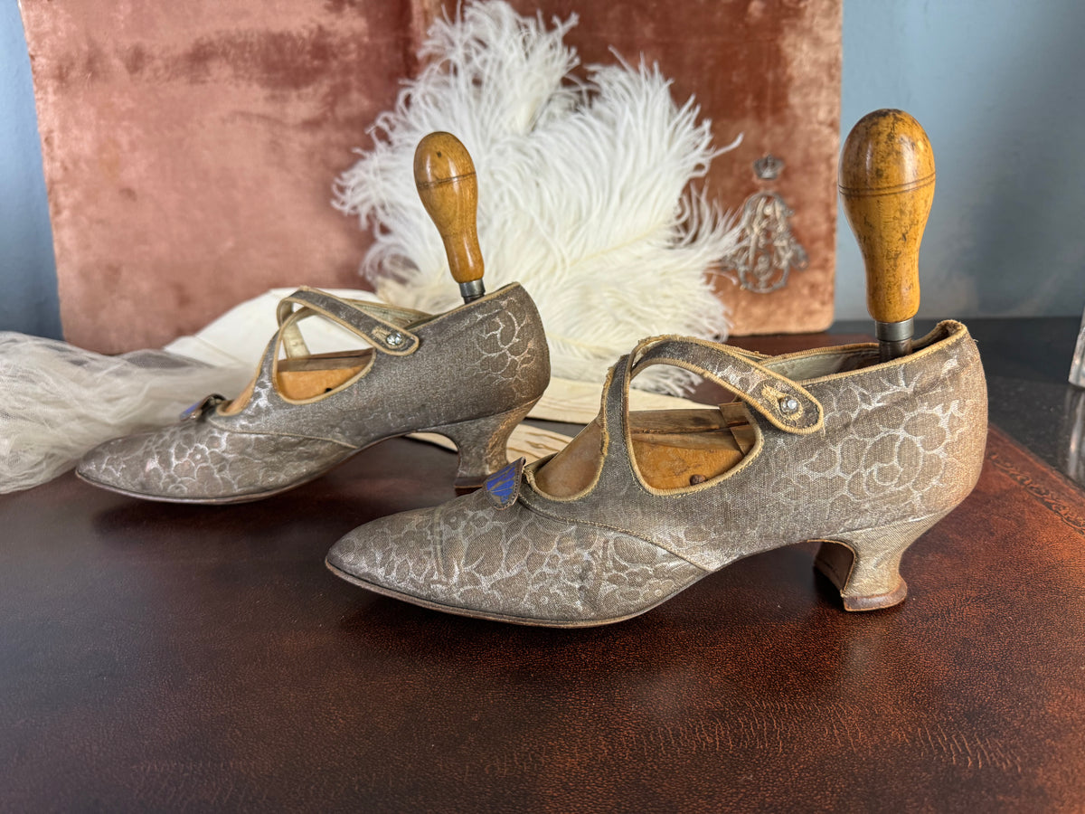 WIENER WERKSTÄTTE Shoes, Enamel Medaillons, Vienna, ca. 1910