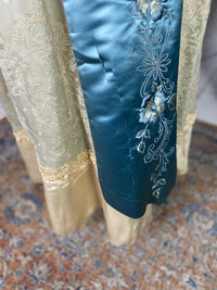 Chantilly & Sky Blue Satin Evening Dress, ca. 1914