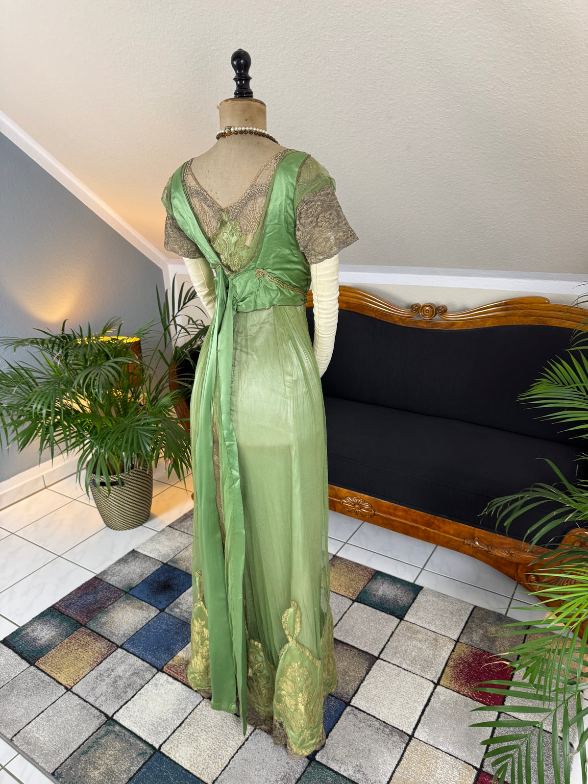 ALBERT FRANCK Jugendstil Abendkleid, Frankfurt am Main, ca. 1911 – Seltenes Hoflieferantenkleid