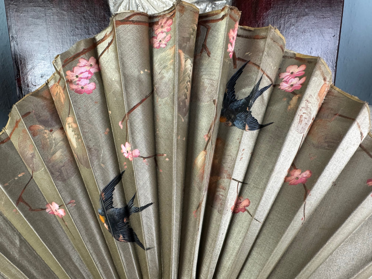 Set of Four Feather Fans and Three Antique Hand Fans – Late 19th to Early 20th Century