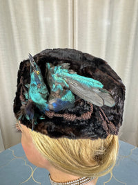 ROYAL Beaver Fur and Bird Hat, from the estate of Princess Clementine d'Orléans, Princess of Saxe-Coburg and Gotha-Koháry, ca. 1860