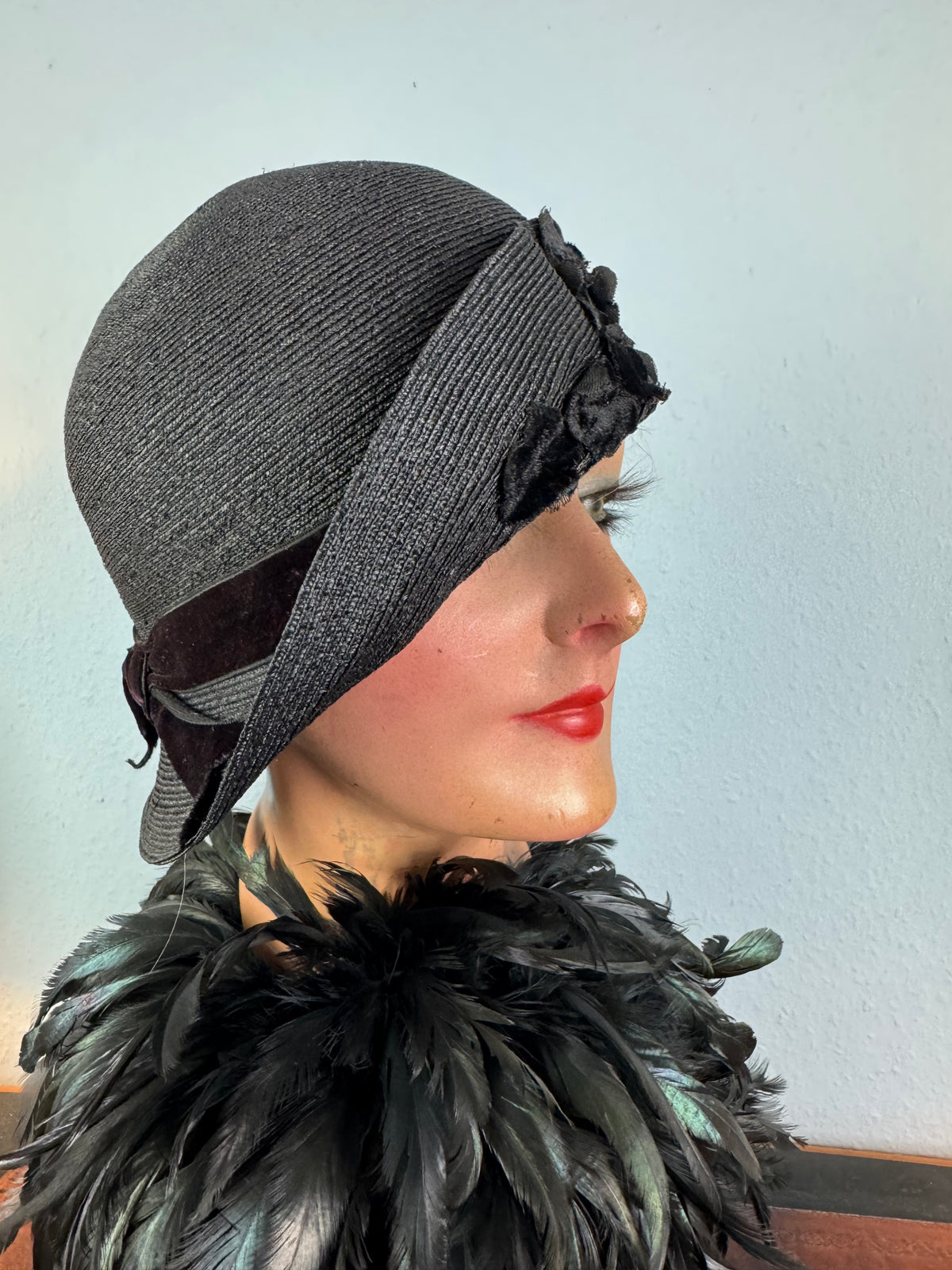 Antique Asymmetrical Straw Hat, England, ca. 1920