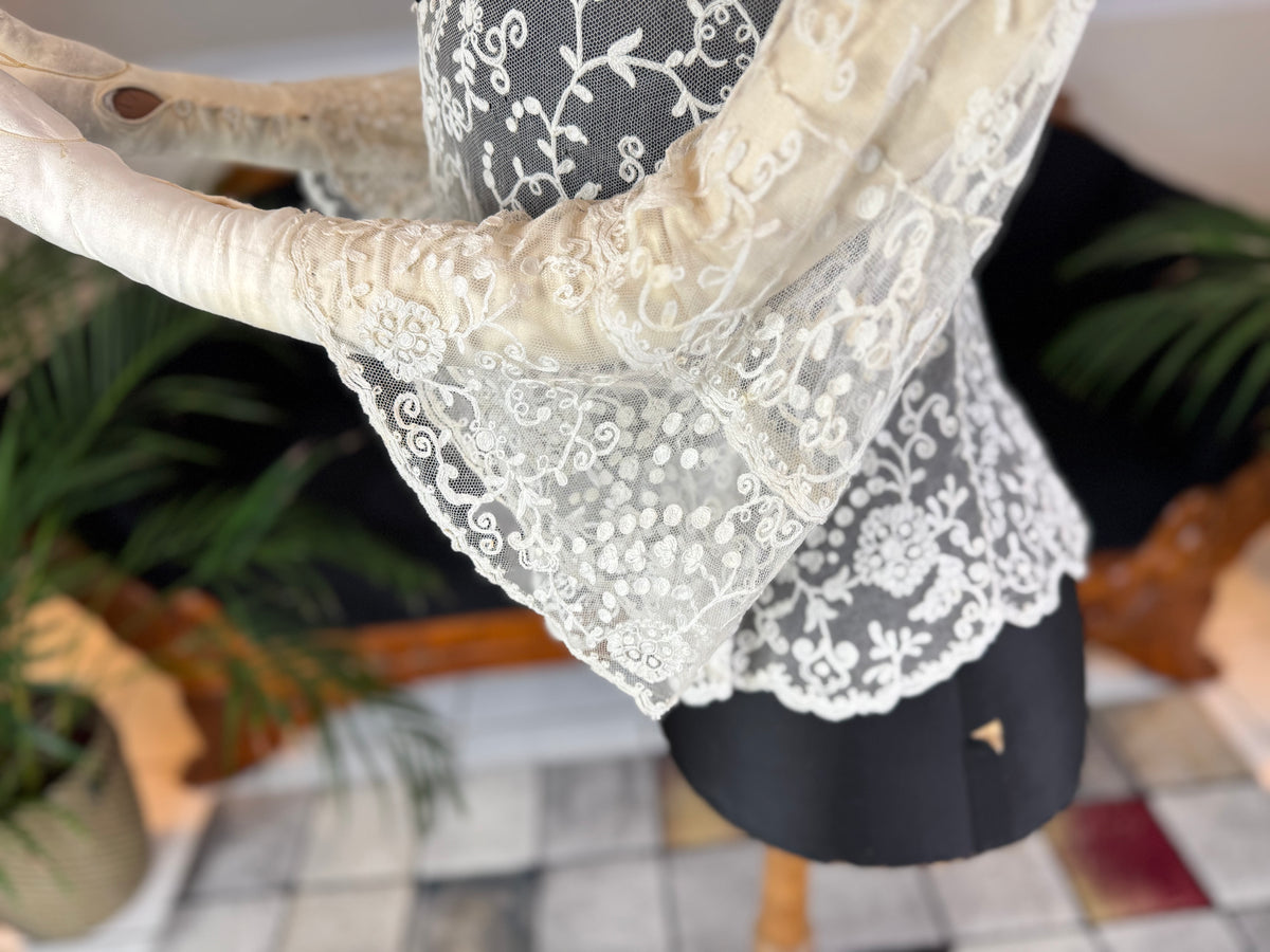 Edwardian White Embroidered Tulle Jacket, England, ca. 1906 – Decorative Overlay Garment