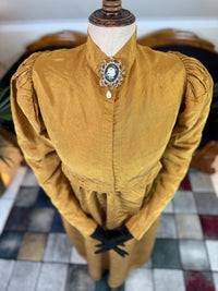 Antique Regency Gown in Gold Moiré Silk, ca. 1815-1820