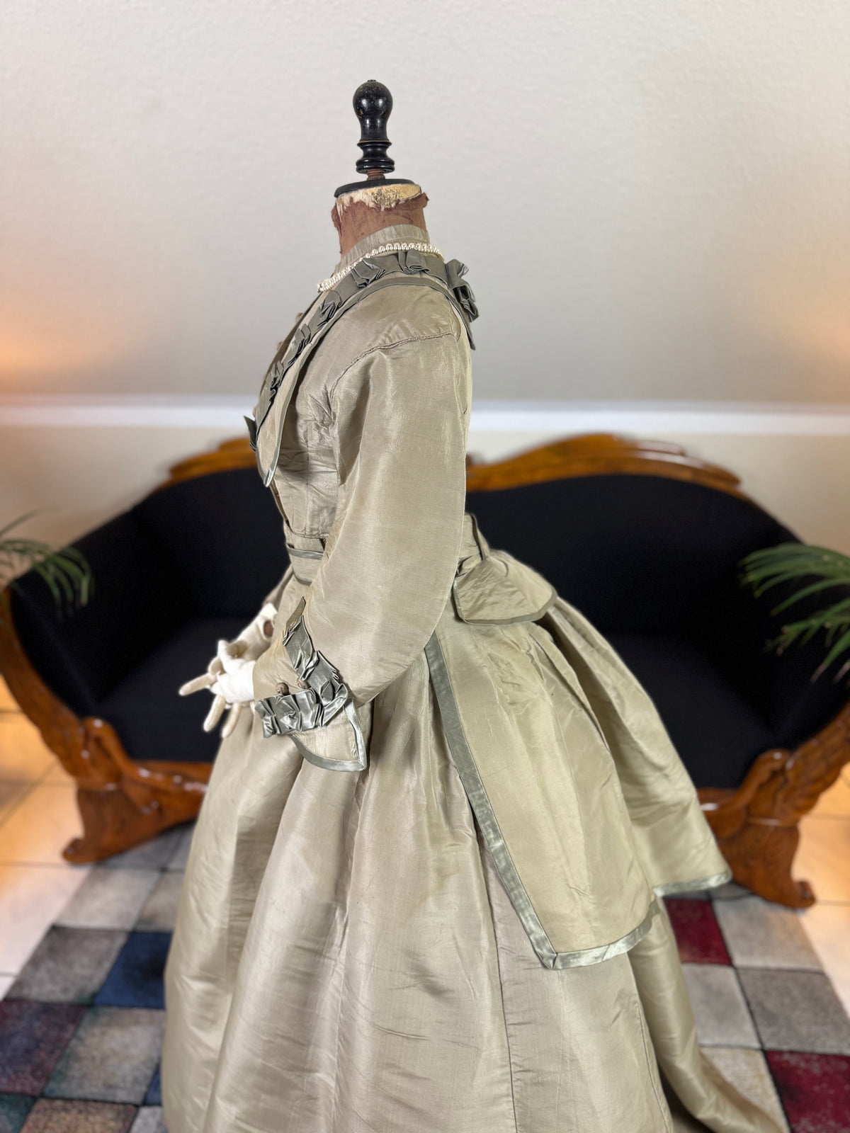 Antique Victorian Silk Gown, England, ca. 1868