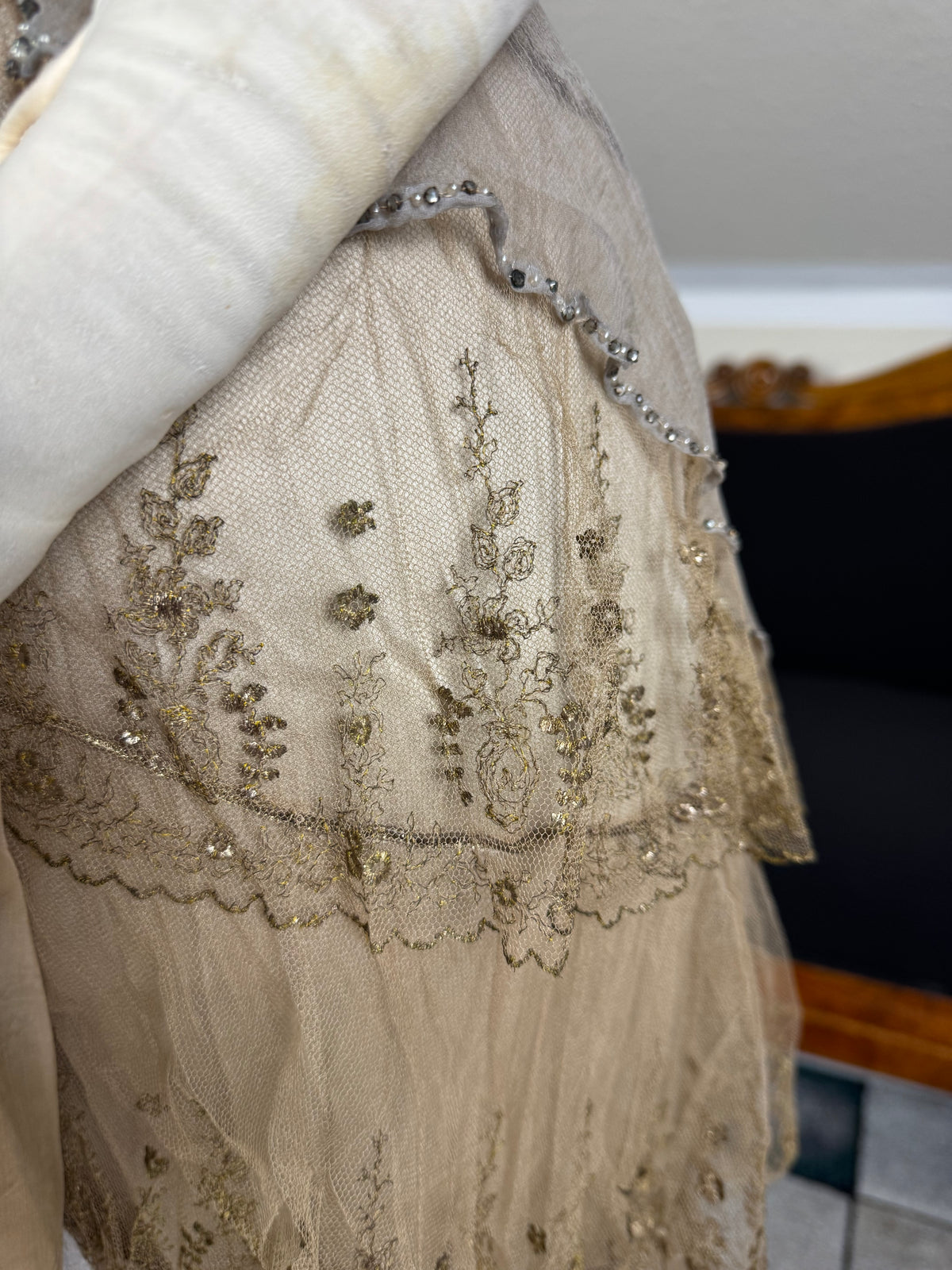 Antique GUSTAVE BEER Evening Dress – Silk Chiffon & Velvet, Paris Couture ca. 1912